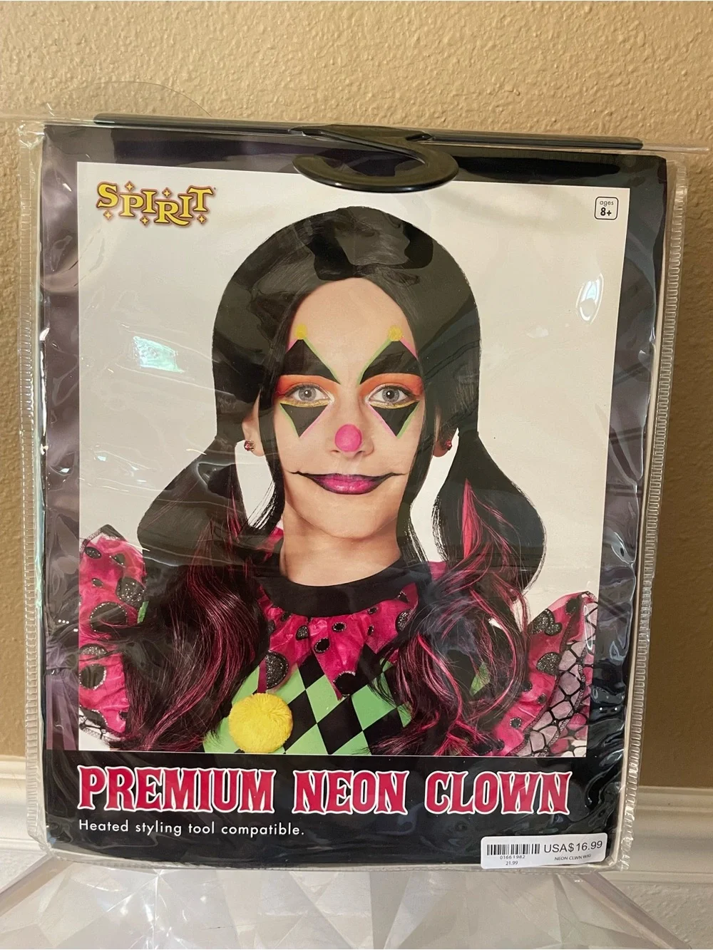 Premium Neon Clown Wig Age 8+